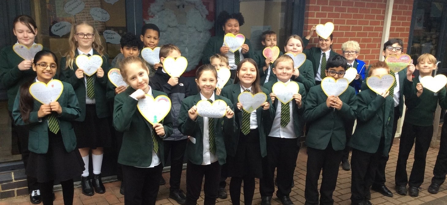 Pupils with their messages