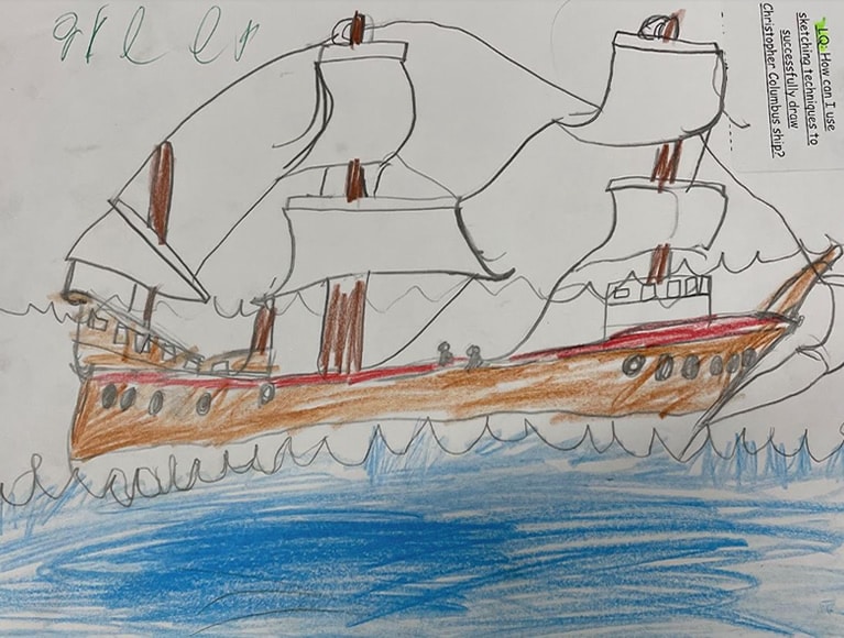 Drawing of Columbus ship
