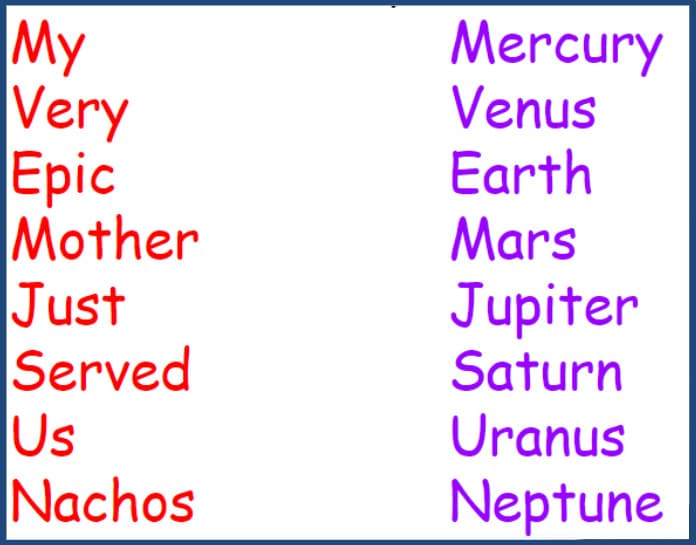 Planets mnemonic